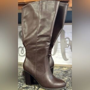Style & Co. Addyy Brown Knee High Extra Wide Calf Boots (Size: 7W) NWOB